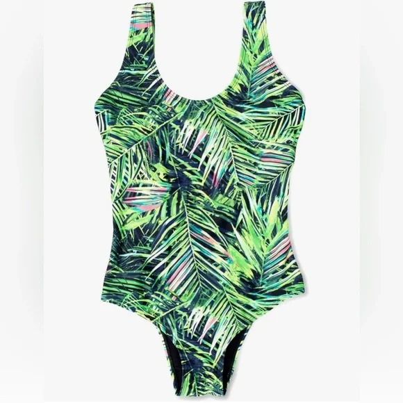 Smart & Sexy Green Tropical One Piece Swimsuit - Picture 2 of 6